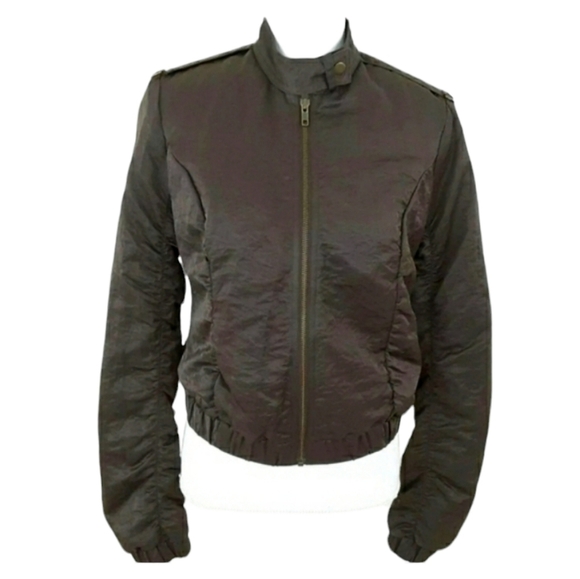 Miss Me~Woman Size L~Brown Bomber Jacket Zip-Up Fully Lined. - Picture 1 of 8